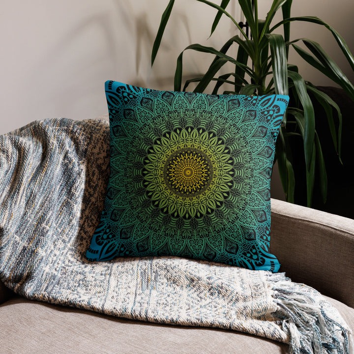 Blue Lagoon Mandala Pillow Cover | Lagoon Pillow Cover | Mandala Stone