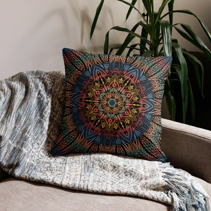 Dynamic Splendor: Psychedelic Mandala Pillow Cover