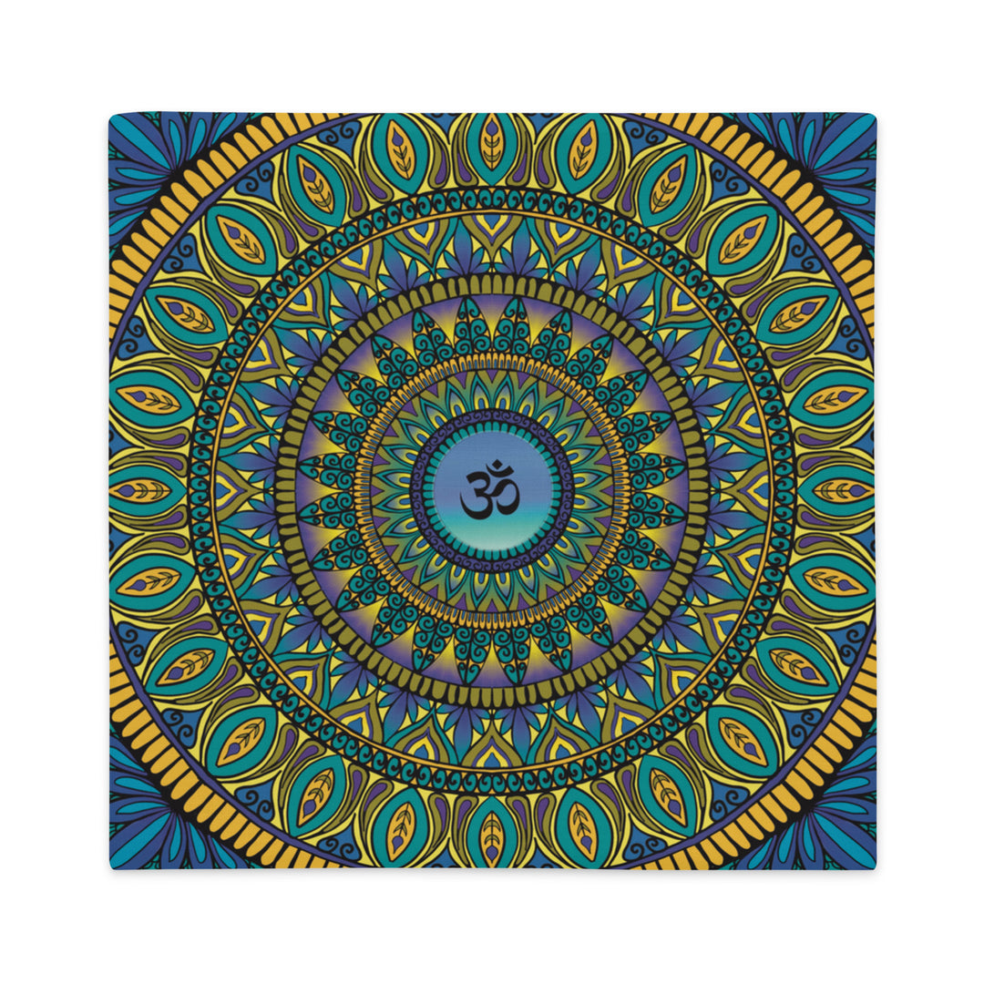 Pillow Case Mandala Ohm in Purple, Blue and Yellow