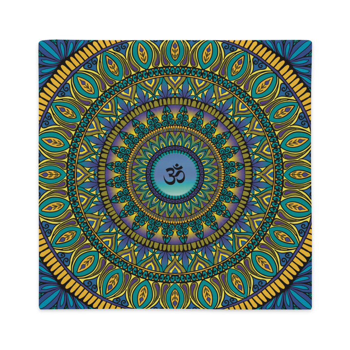 Pillow Case Mandala Ohm in Purple, Blue and Yellow