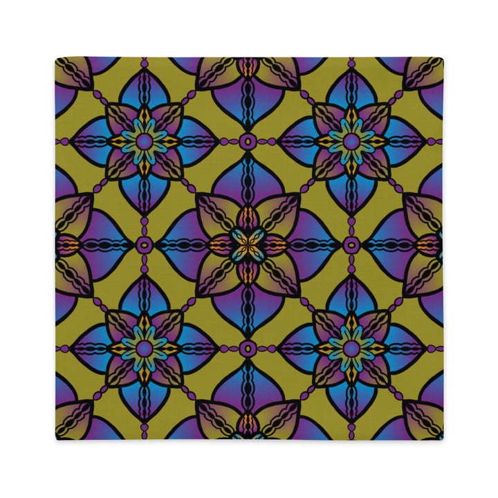 Pillow Case in Mandala Pattern Blue, Purple and Gold