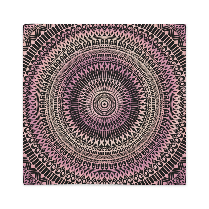 Graceful Mandala Pillow Cover, Henna Design Soft Pink