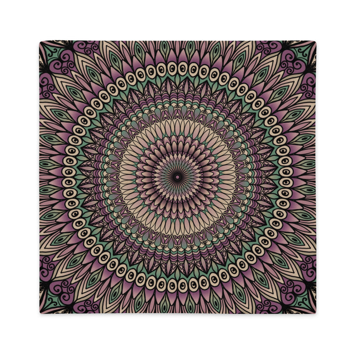 Pillow Case Mandala Petals in Green and Pink