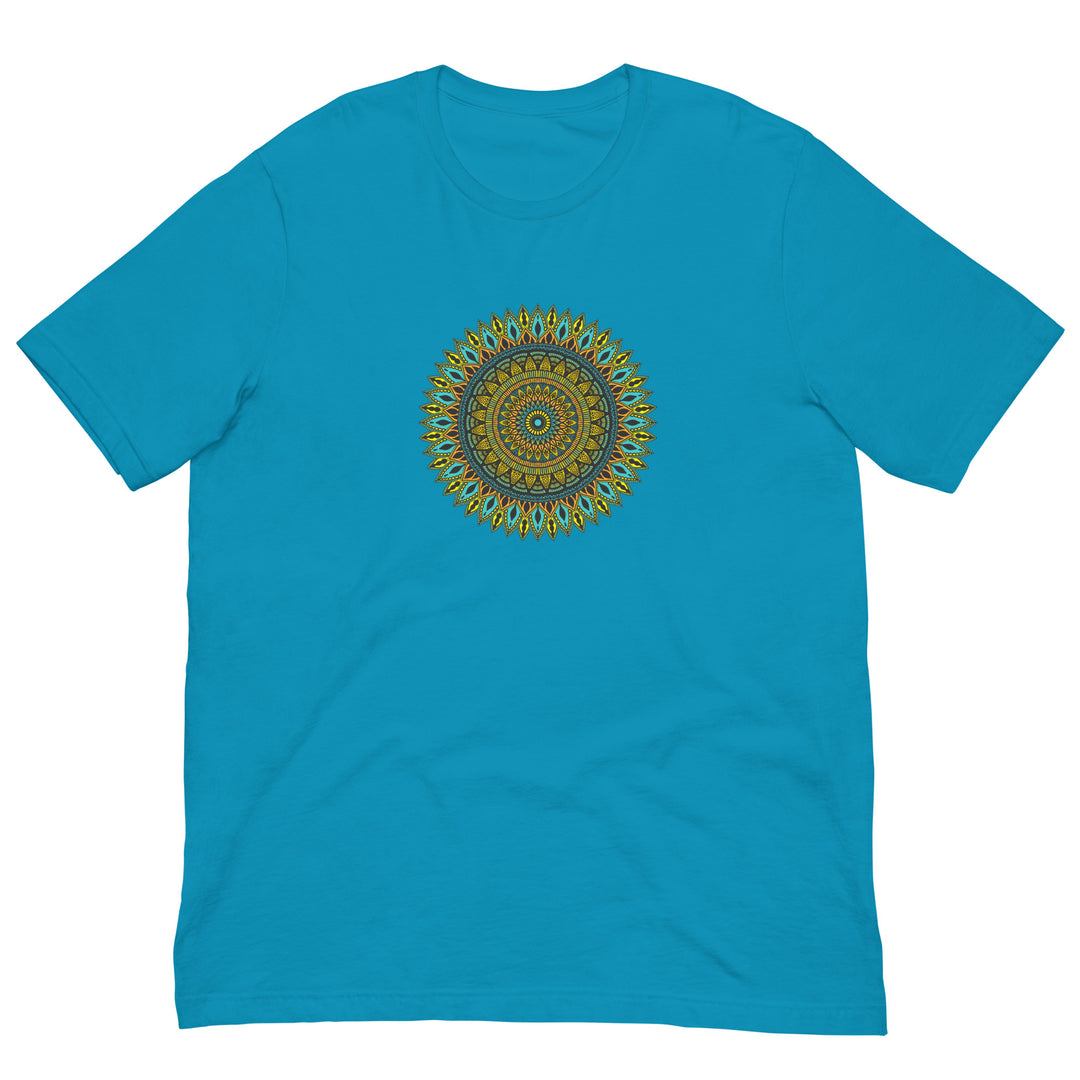 T-shirt Mandala in turkoois en goud