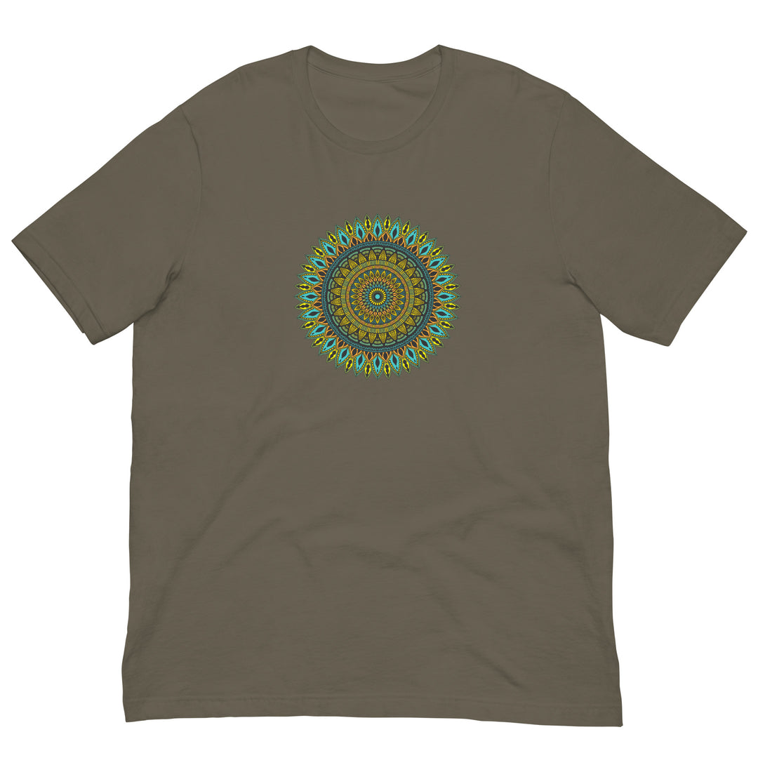 T-shirt Mandala Design in Turquoise and Gold