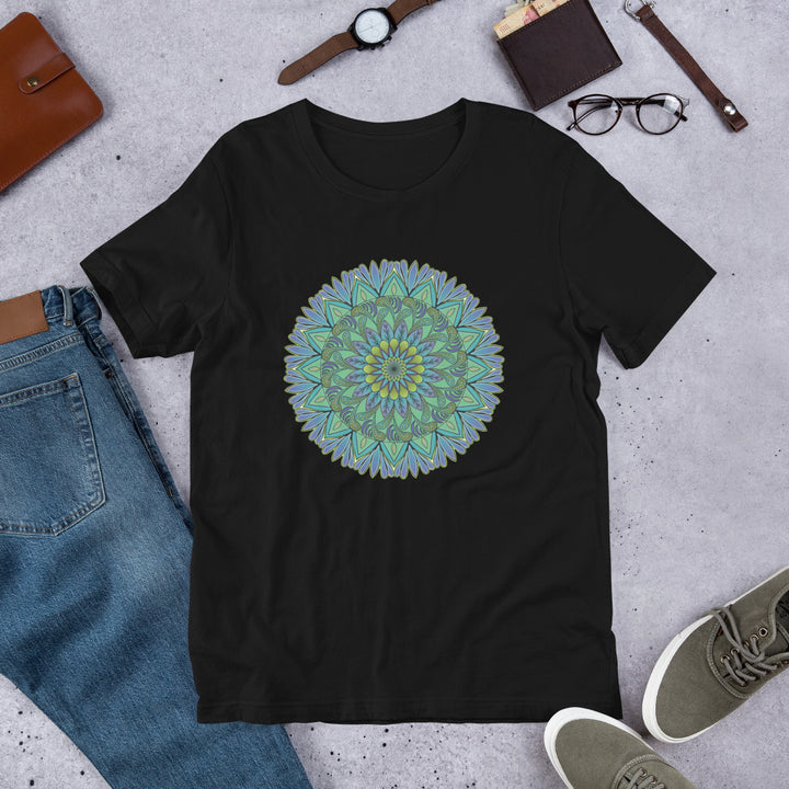 T-shirt Mandala Design in Green, Blue and Purple