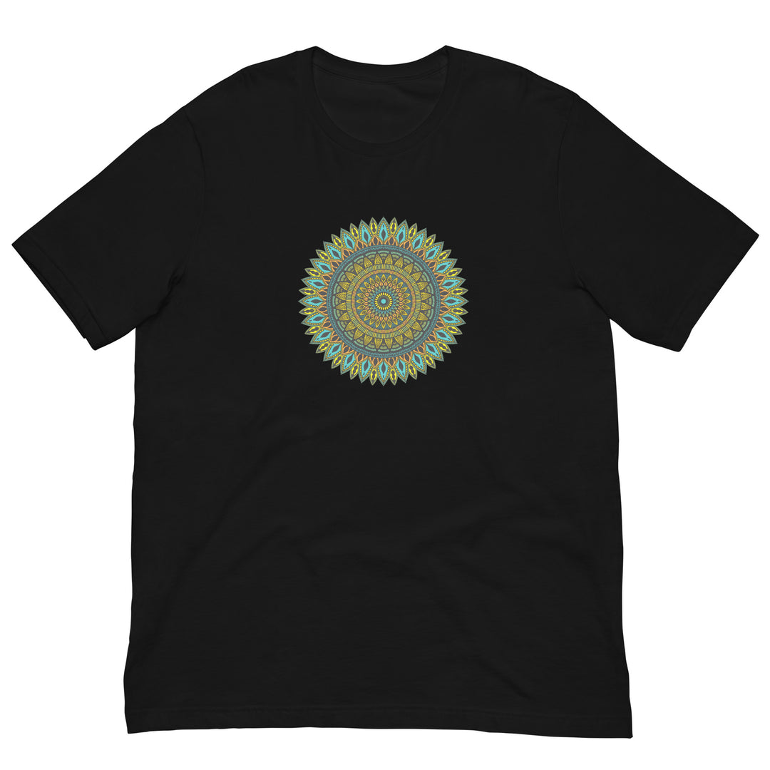 T-shirt Mandala Design in Turquoise and Gold