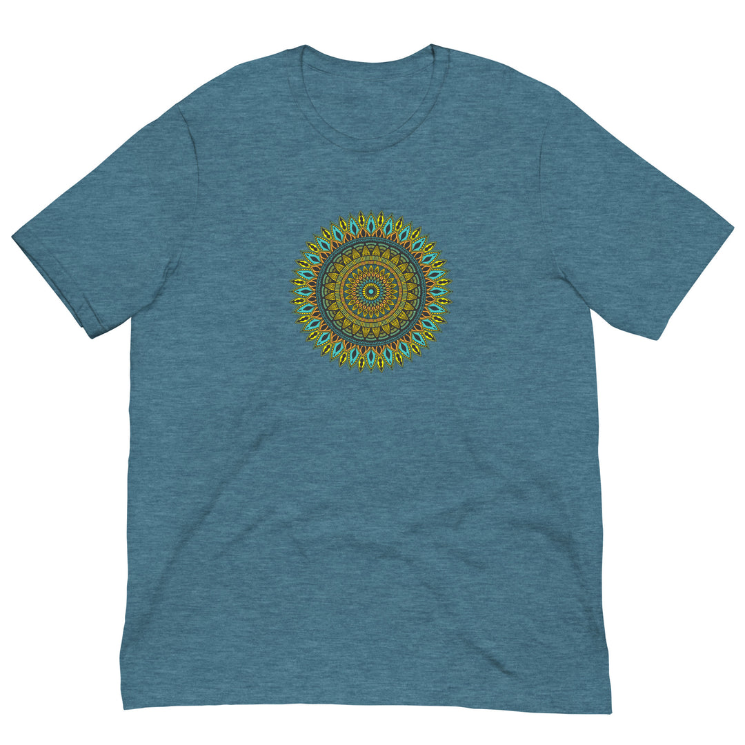 T-shirt Mandala in turkoois en goud