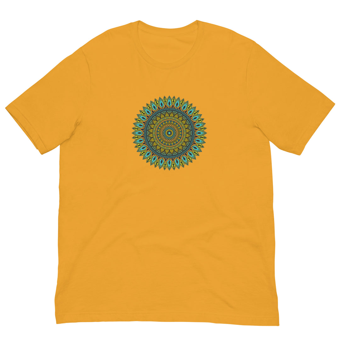 T-shirt Mandala Design in Turquoise and Gold