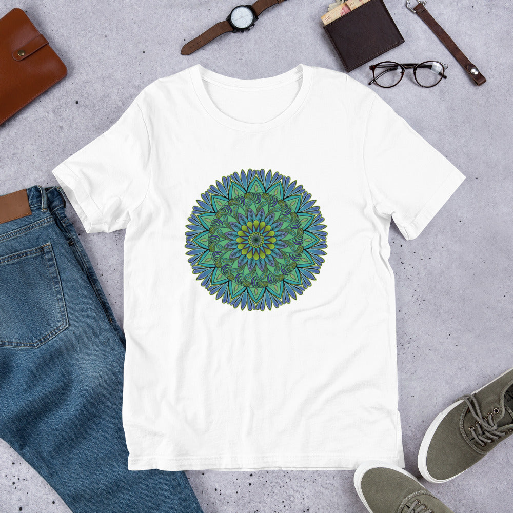 T-shirt Mandala Design in Green, Blue and Purple