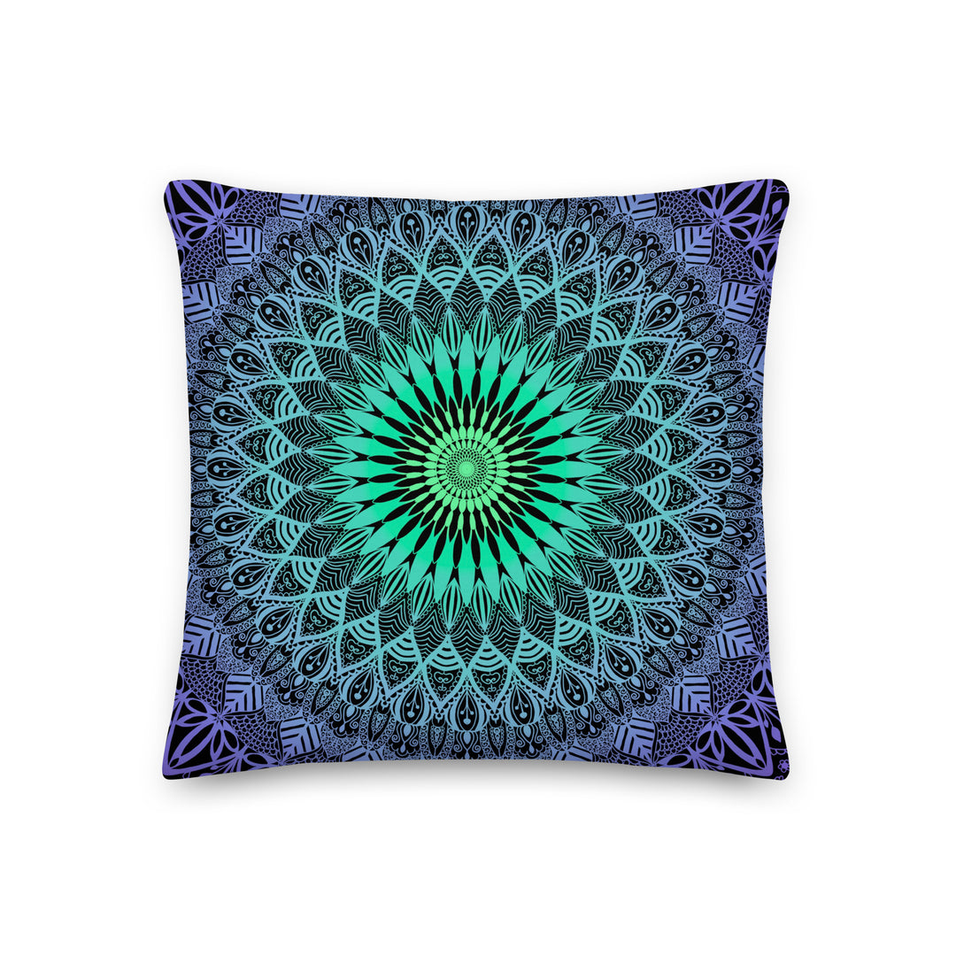 Purple Rain: Mandala Throw Pillow in Purple & Mintgreen