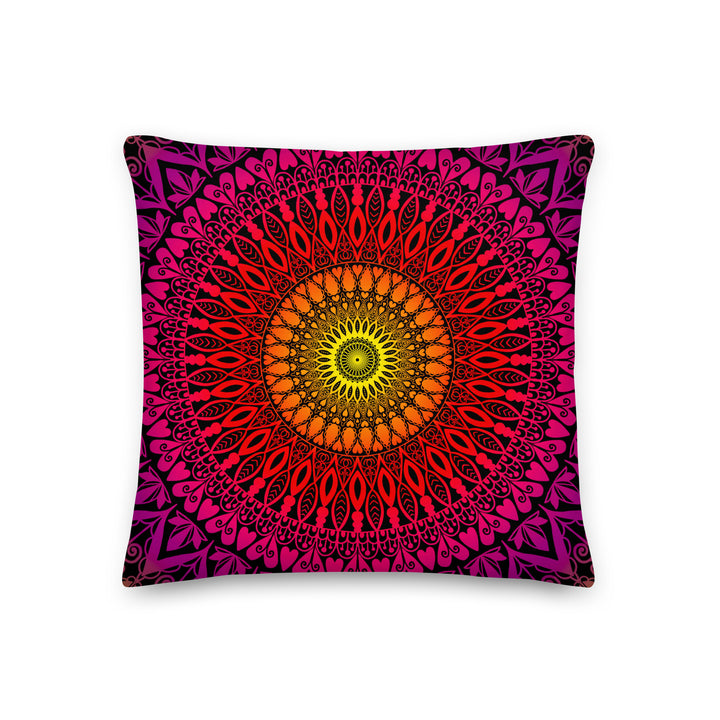 Golden Horizon: Mandala Throw Pillow in Sunset-Inspired Warm Colors