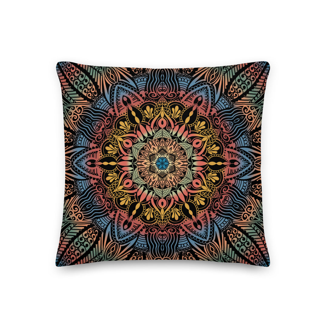 Dynamic Splendor: Psychedelic Mandala Throw Pillow