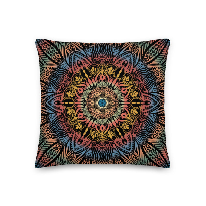 Dynamic Splendor: Psychedelic Mandala Throw Pillow