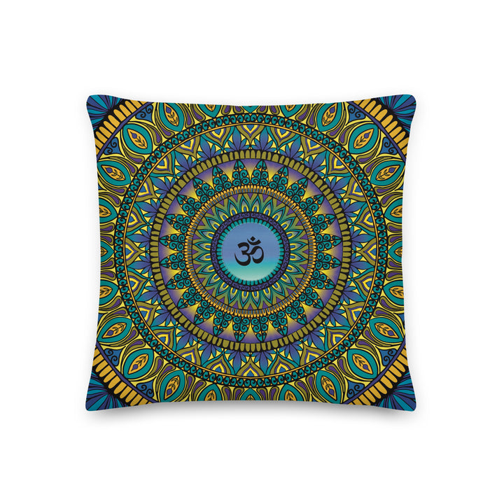 Sacred Serenity:  Mandala Throw Pillow with Ohm Symbol