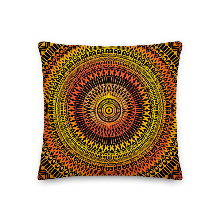 Sunshine Fusion: Bright Yellow and Orange Mandala Throw Pillow