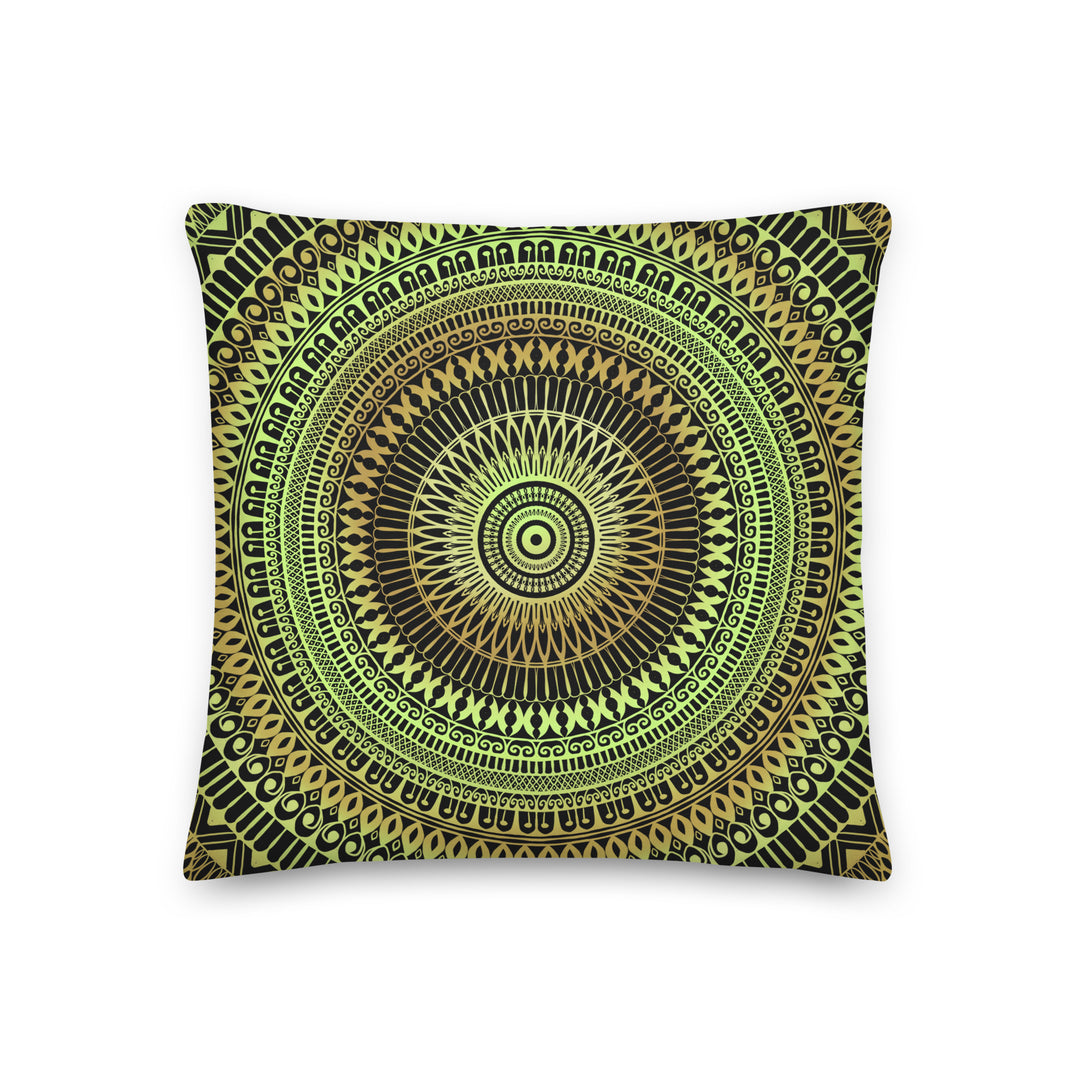 Botanical Dreams: Mandala Soft Green Throw Pillow with Subtle Oker Touches