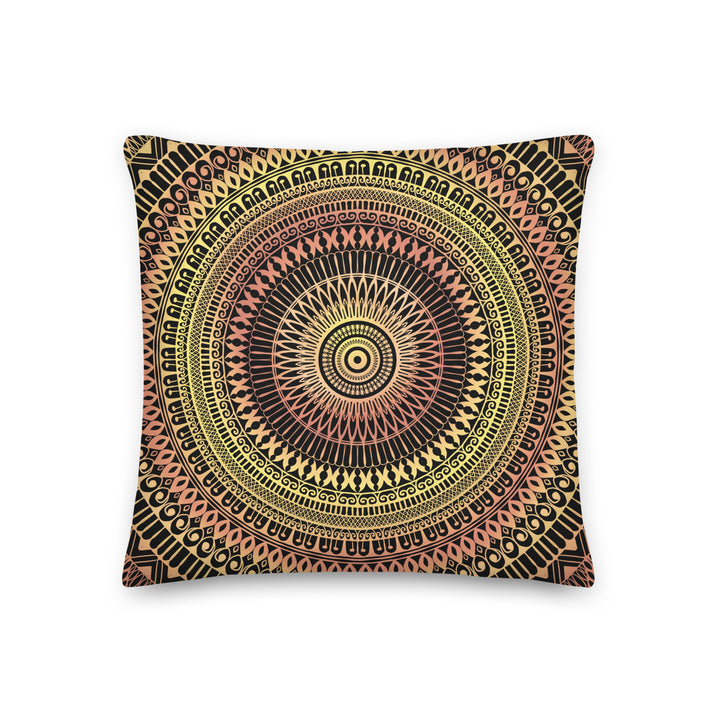 Elegant Glow: Mandala-Adorned Yellow Ceramic Throw Pillow