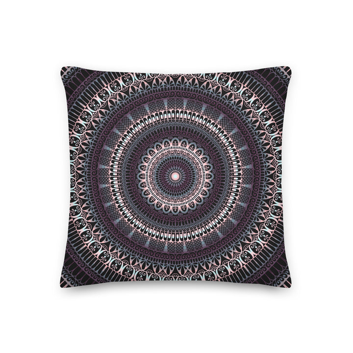 Elegant Amethyst: Dark Purple and Grey Mandala Throw Pillow