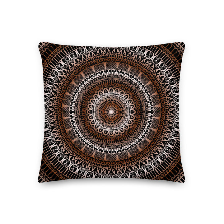 Warm Elegance: Brown Throw Pillow with Enchanting Mandala