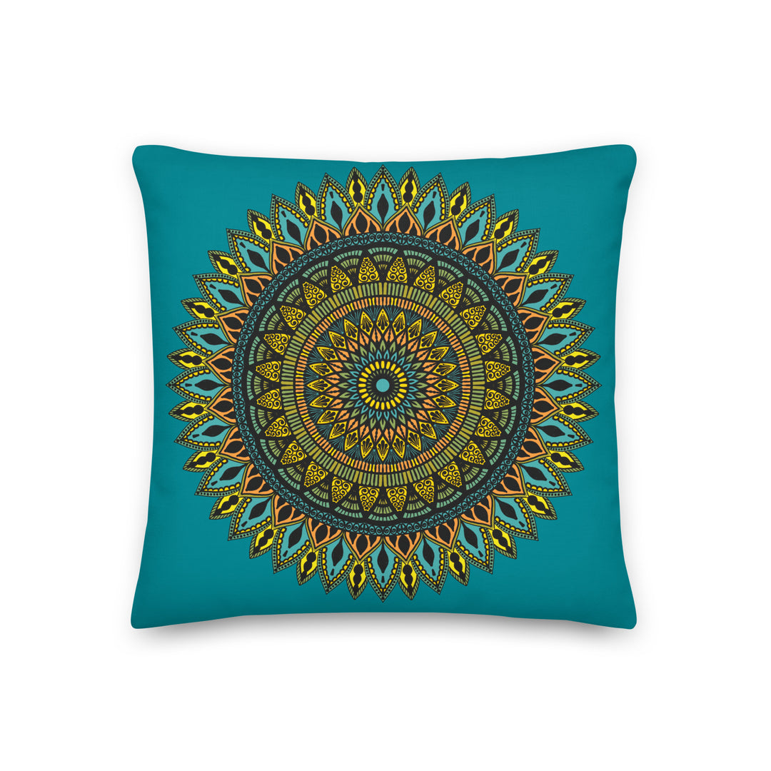 Eastern Oasis, Throw Pillow with Mandala in Eastern Blue