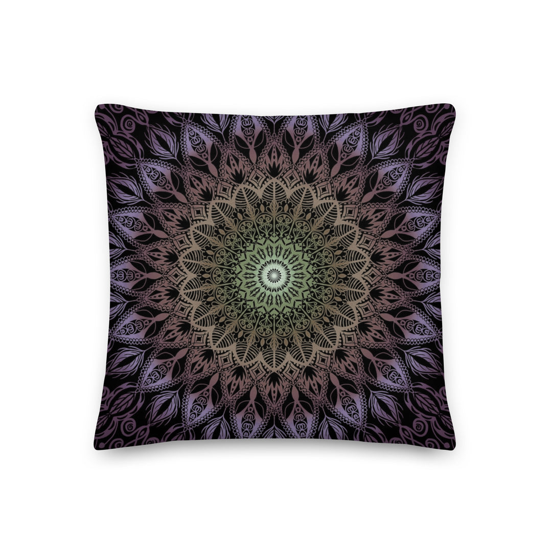 Pastel Harmony: Purple, Salmon, and Yellow Mandala Throw Pillow