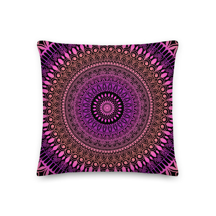 Pink Sunset Dream: Mehndi Mandala Throw Pillow in Salmon and Pink