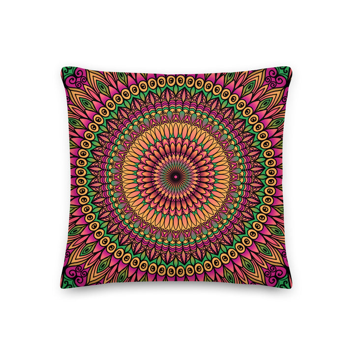 Floral Whispers: Throw Pillow in Orange, Pink & Green