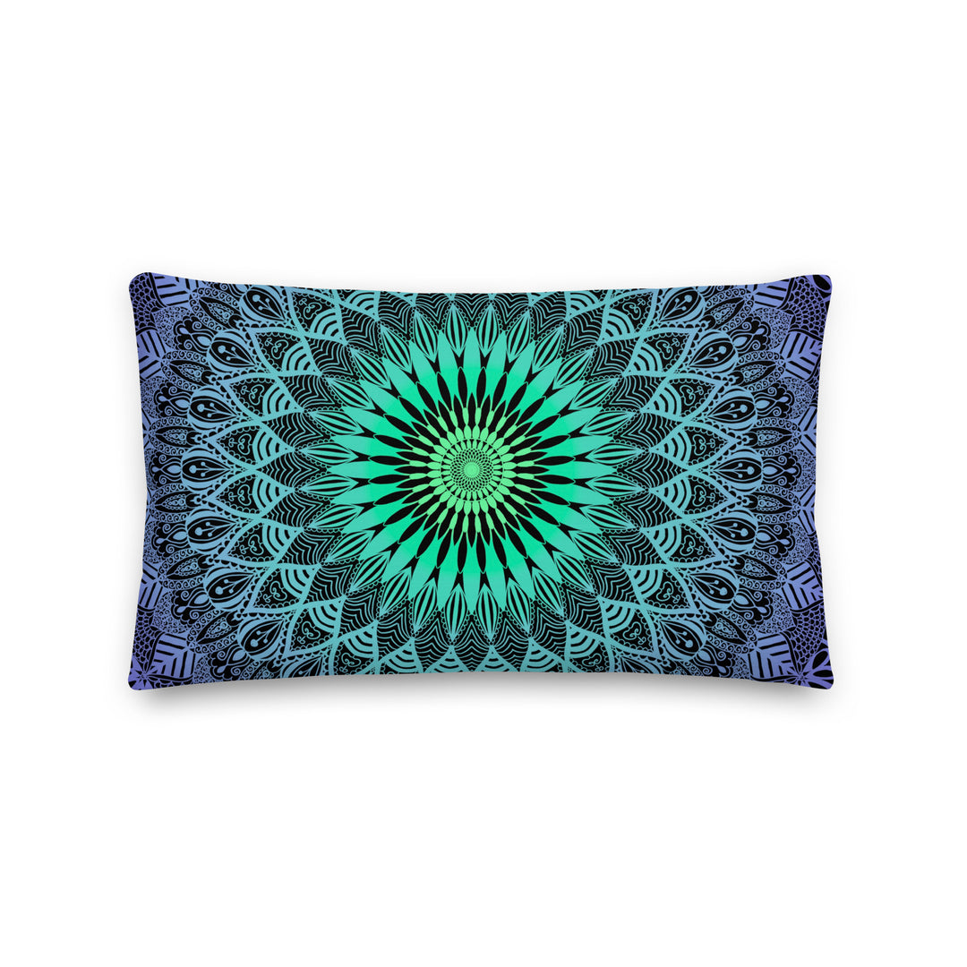 Purple Rain: Mandala Throw Pillow in Purple & Mintgreen