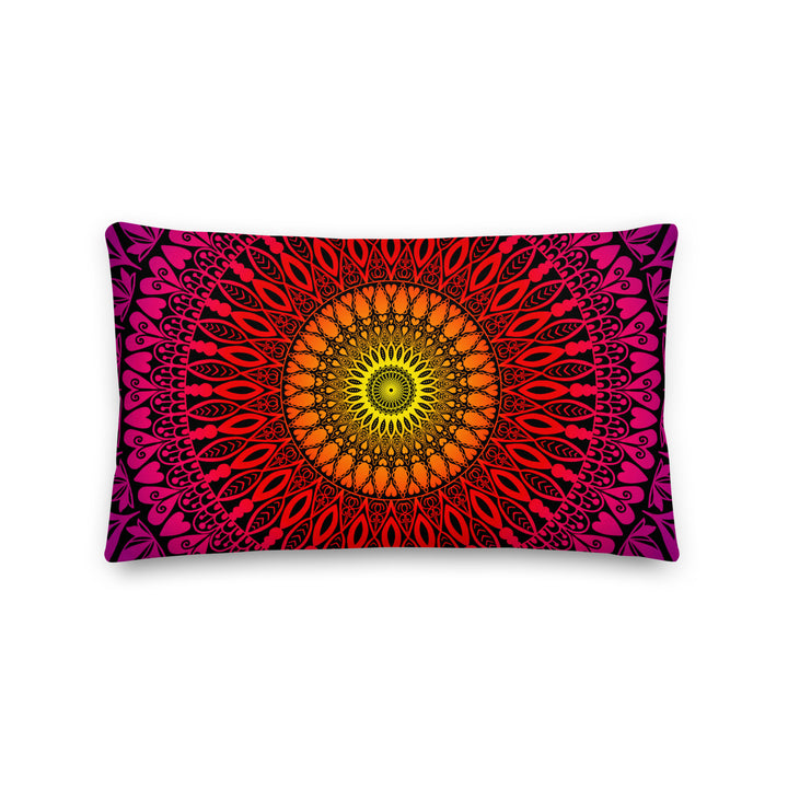 Golden Horizon: Mandala Throw Pillow in Sunset-Inspired Warm Colors