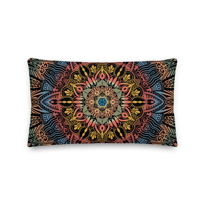 Dynamic Splendor: Psychedelic Mandala Throw Pillow