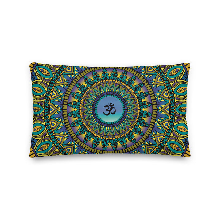 Sacred Serenity:  Mandala Throw Pillow with Ohm Symbol