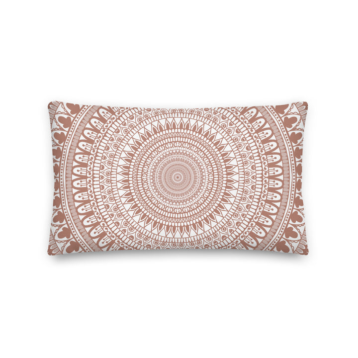 Terracotta Delight: White Mandala Throw Pillow with Intricate Mehndi Design