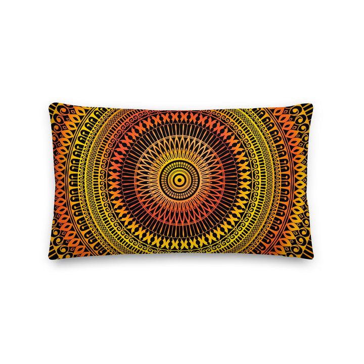 Sunshine Fusion: Bright Yellow and Orange Mandala Throw Pillow