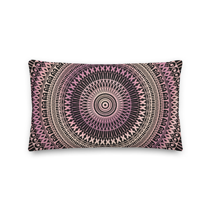 Graceful Mandala Throw Pillow, Henna Design Soft Pink