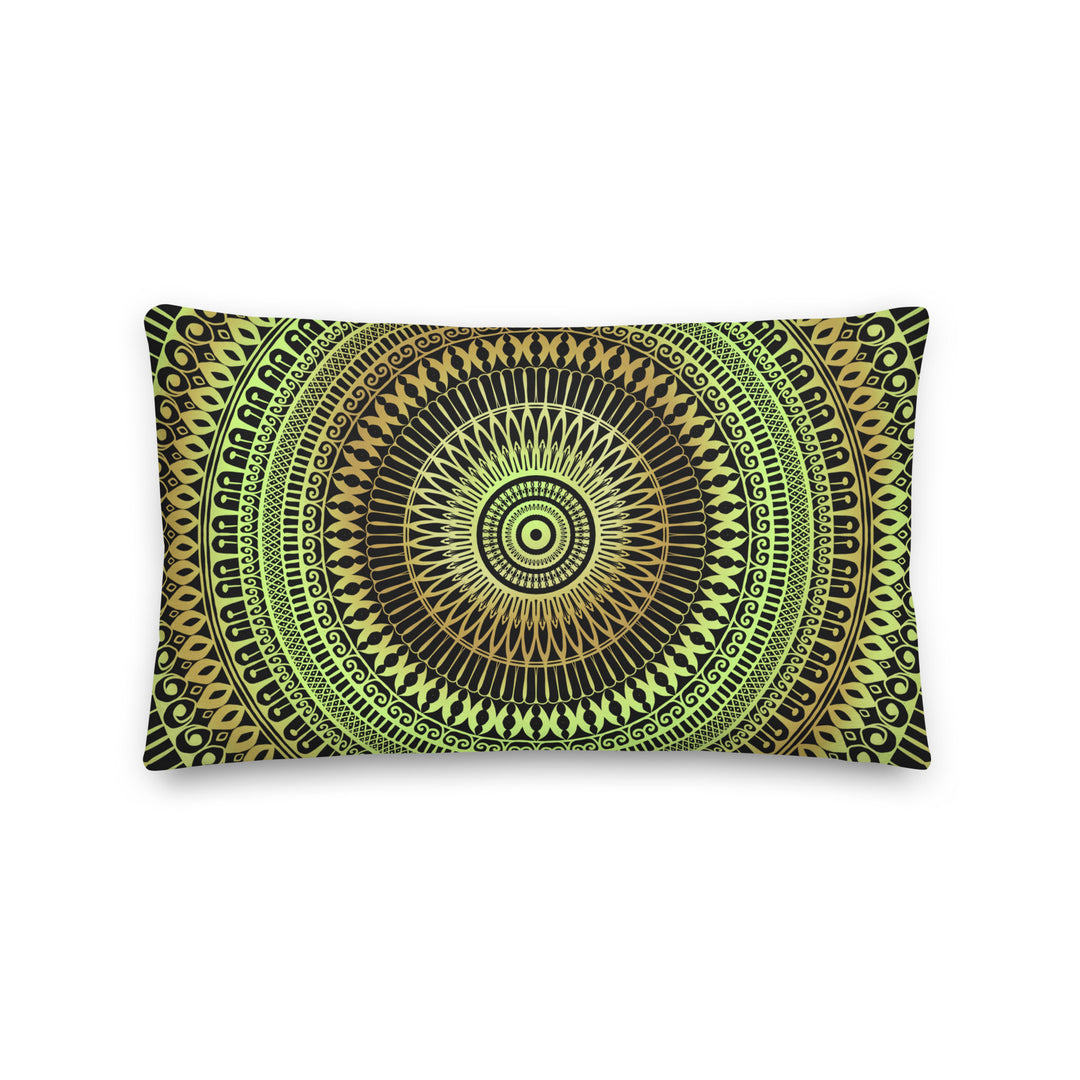 Botanical Dreams: Mandala Soft Green Throw Pillow with Subtle Oker Touches