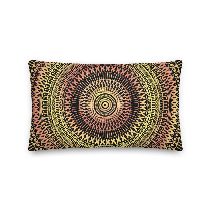 Elegant Glow: Mandala-Adorned Yellow Ceramic Throw Pillow