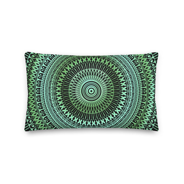 Whispers of Nature: Green & Blue Mandala Throw Pillow