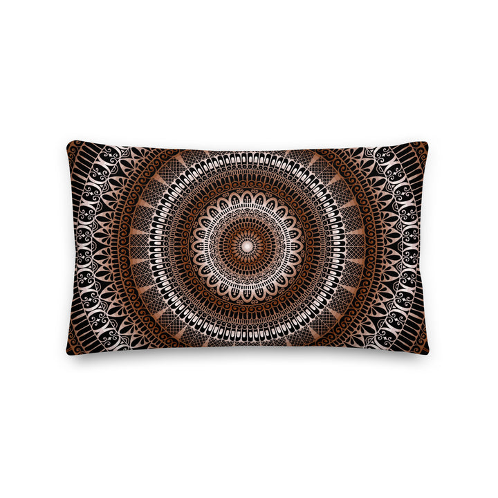 Warm Elegance: Brown Throw Pillow with Enchanting Mandala