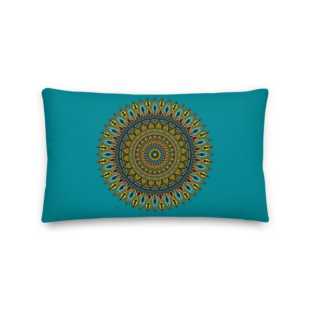 Eastern Oasis, Throw Pillow with Mandala in Eastern Blue