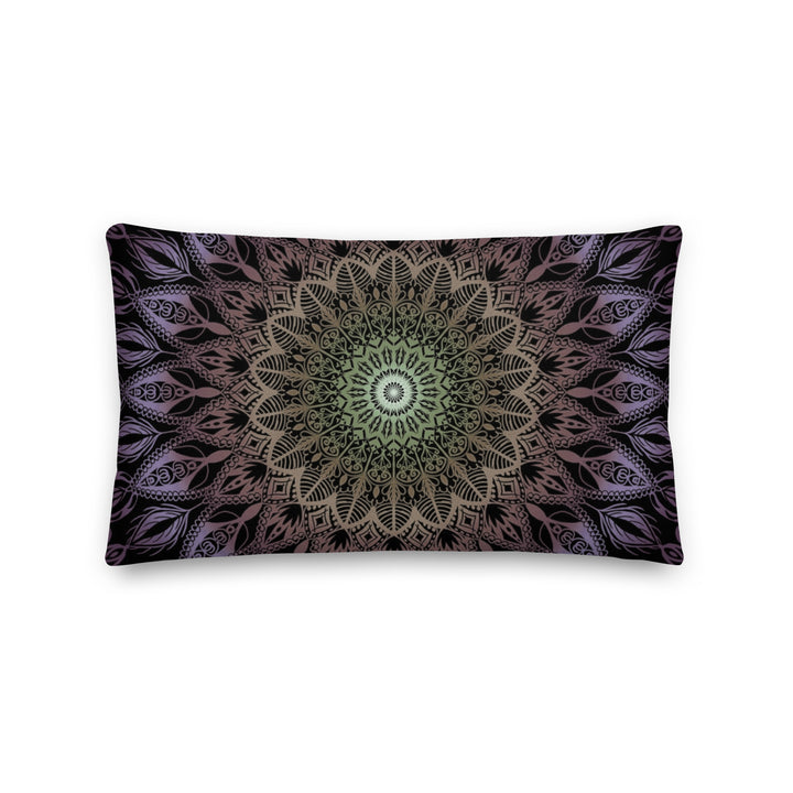 Pastel Harmony: Purple, Salmon, and Yellow Mandala Throw Pillow