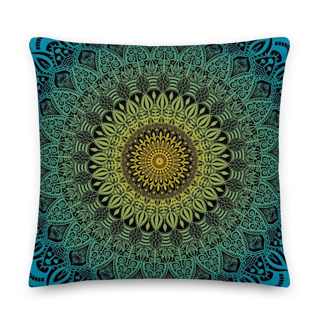 Blue Lagoon Throw Pillow | Blue Lagoon Mandala Pillow | Mandala Stone