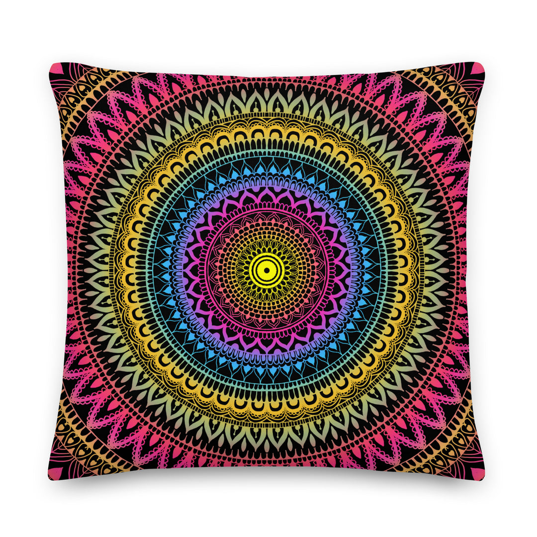 MandalaStone webshop throw pillow mehndi design in pink and yellow