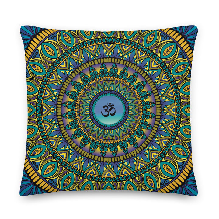 Webshop MandalaStone throw pillow mandala Ohm purple, blue and yellow