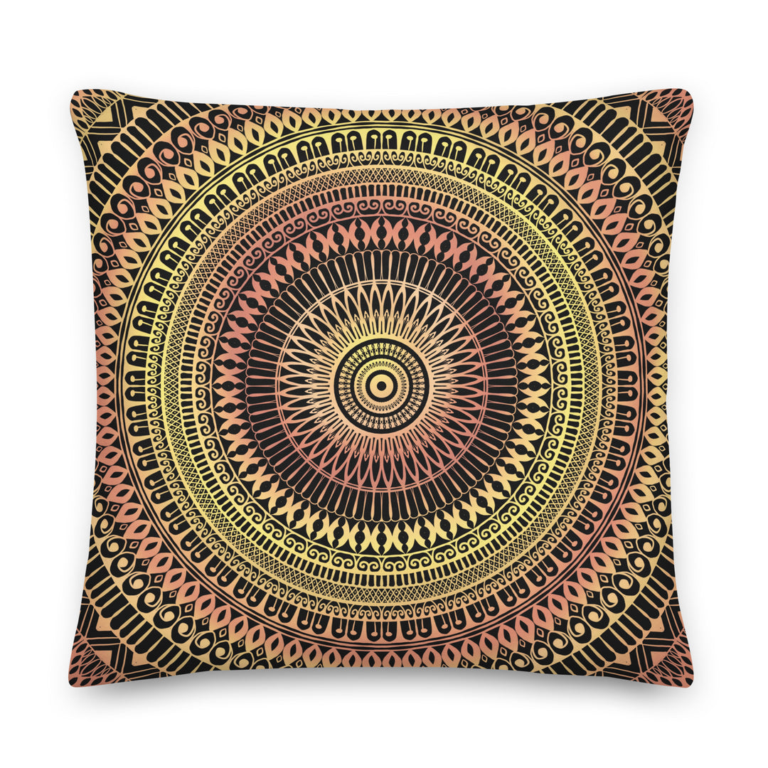 Webshop MandalaStone Throw Pillow Mehndi Design Soft Pink and Yellow