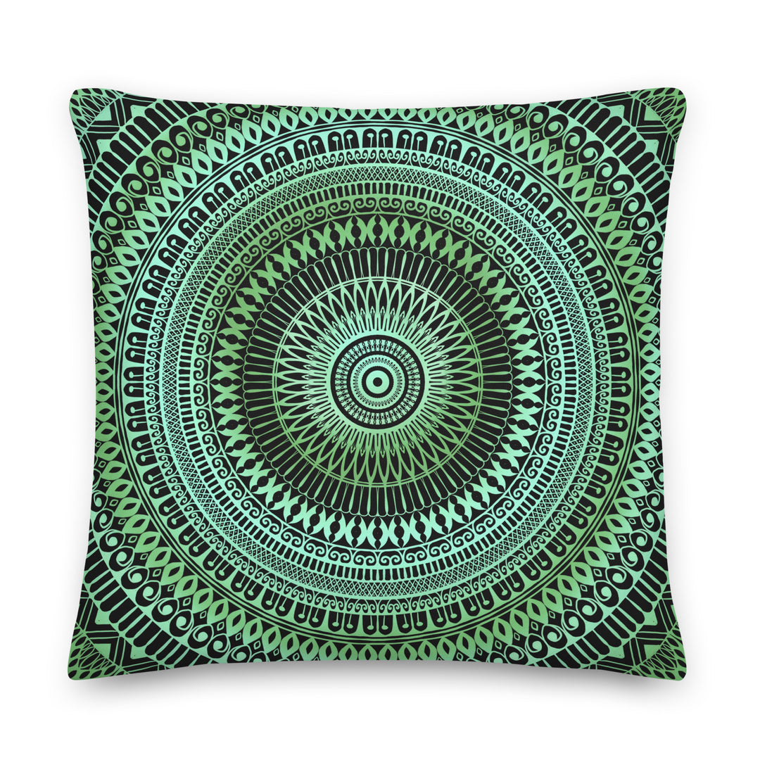 Webshop MandalaStone Throw Pillow Mehndi Design Blue and Green