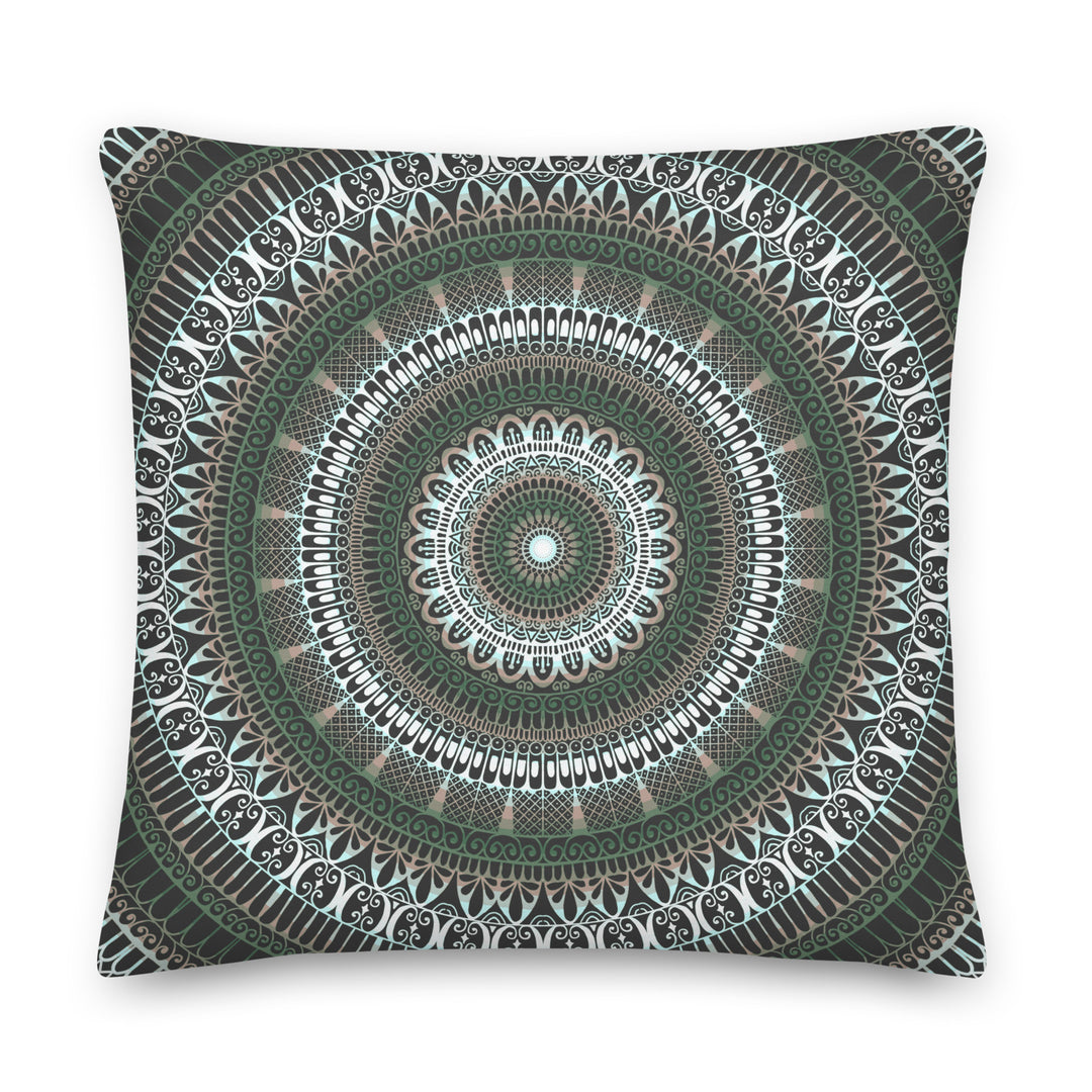 Webshop MandalaStone Throw Pillow Mehndi Design Dark Green