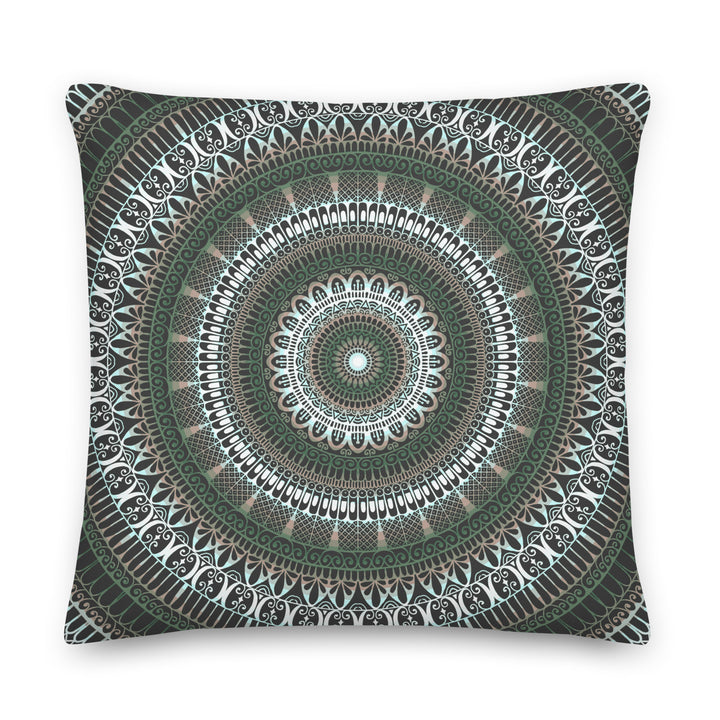 Webshop MandalaStone Throw Pillow Mehndi Design Dark Green