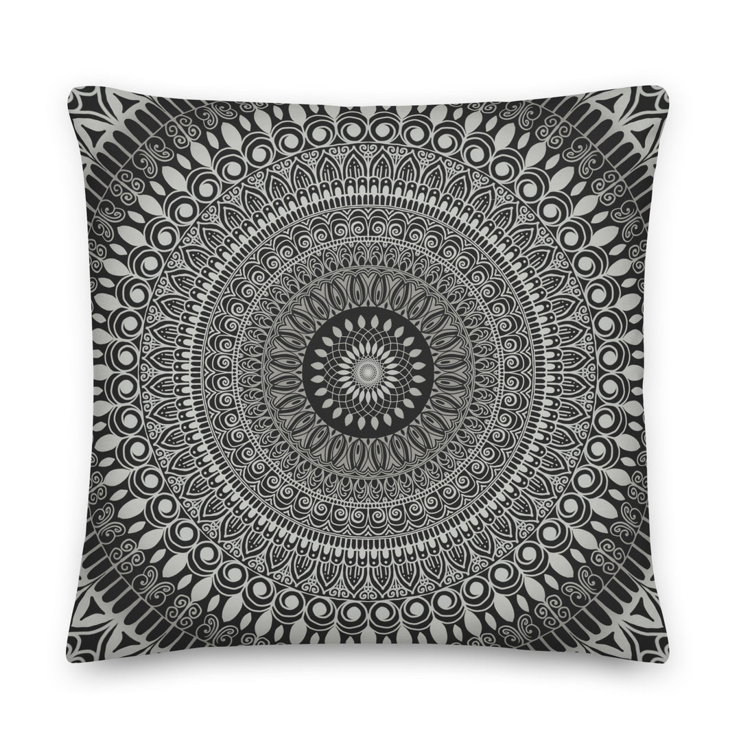 Grey Zen Throw Pillow | Grey Mandala Throw Pillow | Mandala Stone