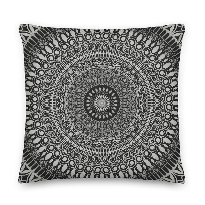 Grey Zen Throw Pillow | Grey Mandala Throw Pillow | Mandala Stone